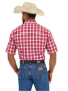 Wrangler Mens Candy Apple Wrinkle Resist Short Sleeve Plaid Button Up-112365854