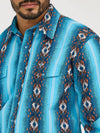 Wrangler Men's Checotah Sea Salt Blue Snap Shirt-112365886