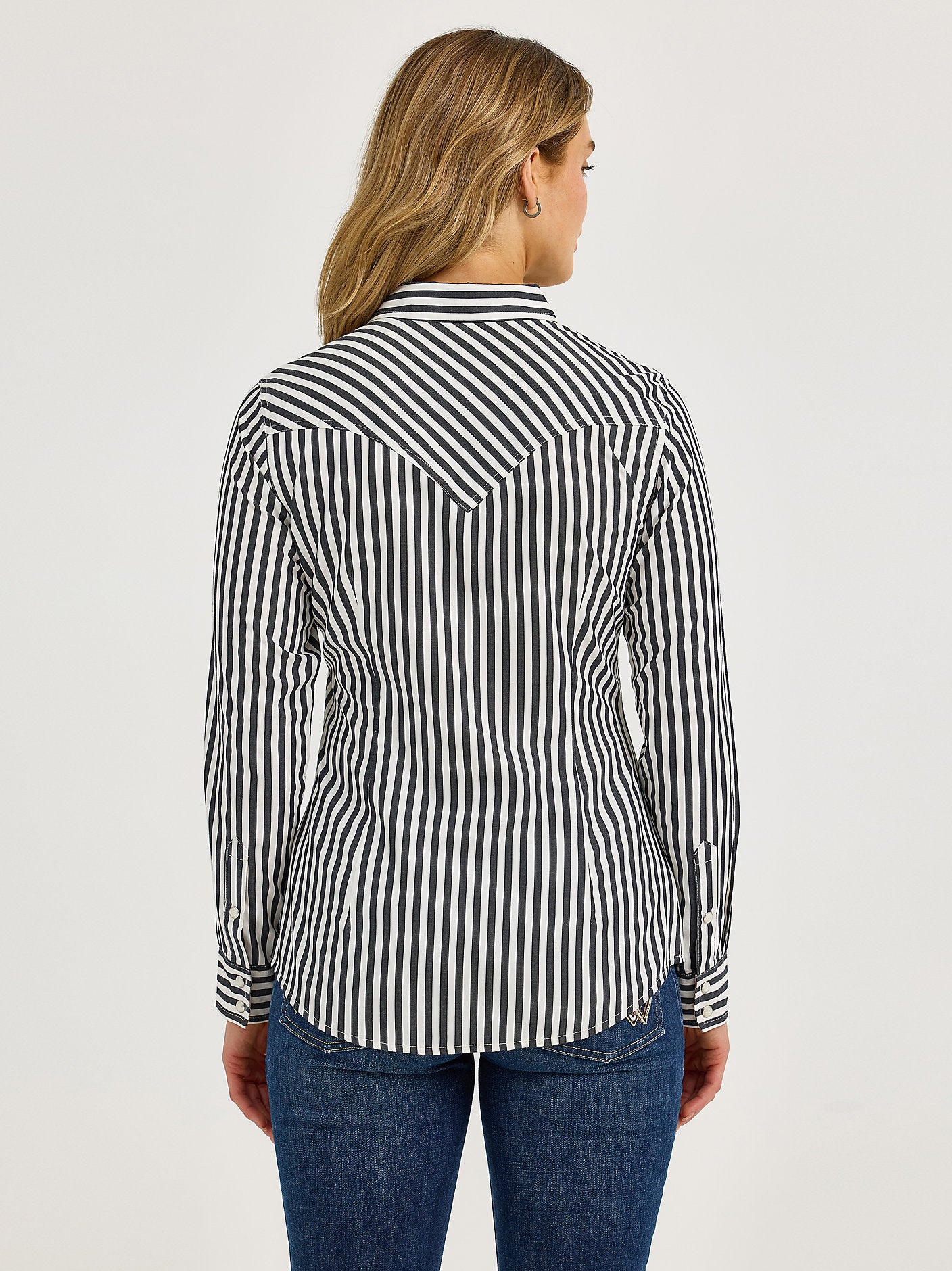 Wrangler Ladies Slate Stripe All Occasion Western Snap Shirt-112367184