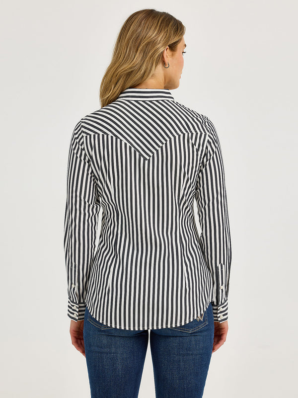 Wrangler Ladies Slate Stripe All Occasion Western Snap Shirt-112367184