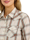 Wrangler Ladies Creamy Plaid Long Sleeve Snap Shirt-112367227