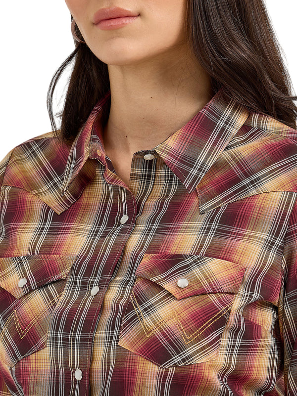 Wrangler Ladies Harvest Plaid Long Sleeve Snap Shirt-112367228