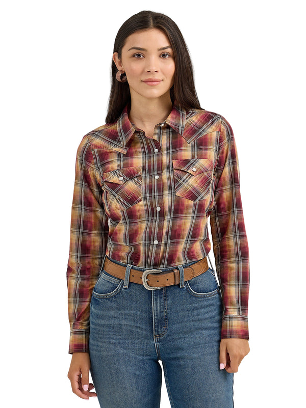 Wrangler Ladies Harvest Plaid Long Sleeve Snap Shirt-112367228