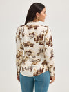 Wrangler Ladies Bold Bucking Cowboy Western Snap Shirt-112367229