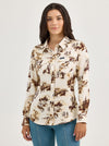 Wrangler Ladies Bold Bucking Cowboy Western Snap Shirt-112367229