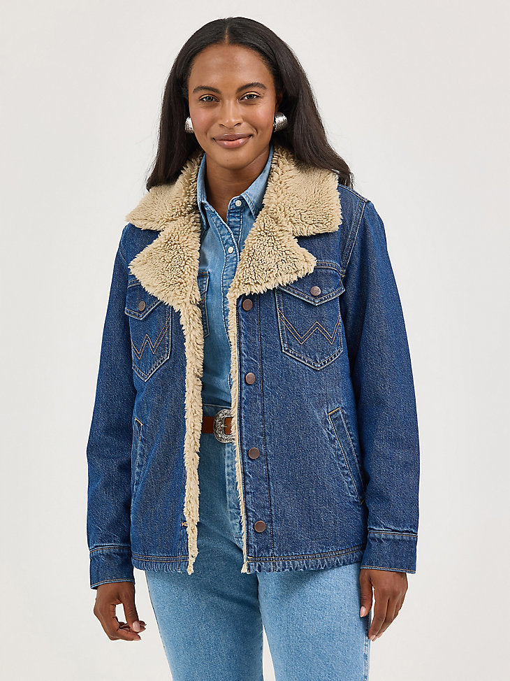 Wrangler Ladies Western Sherpa Lined Denim Range Coat-112367333