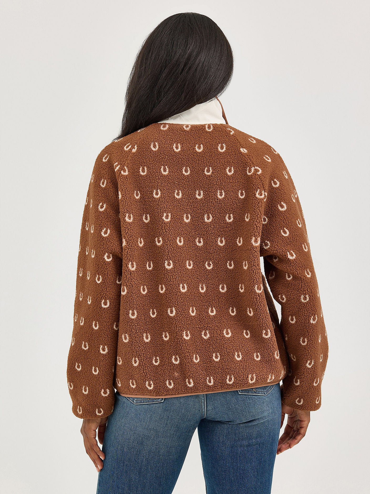 Wrangler Ladies Retro Brown Half-Snap Sherpa Pullover-112367338