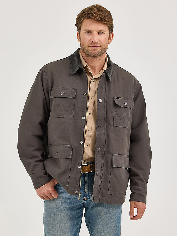 Wrangler Mens Western Lined Zip Front Barn Coat-112367620