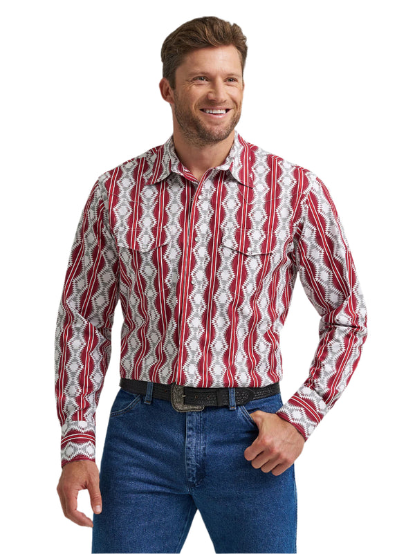 Wrangler Men's Burgundy Shadow Long Sleeve Shirt-112367722