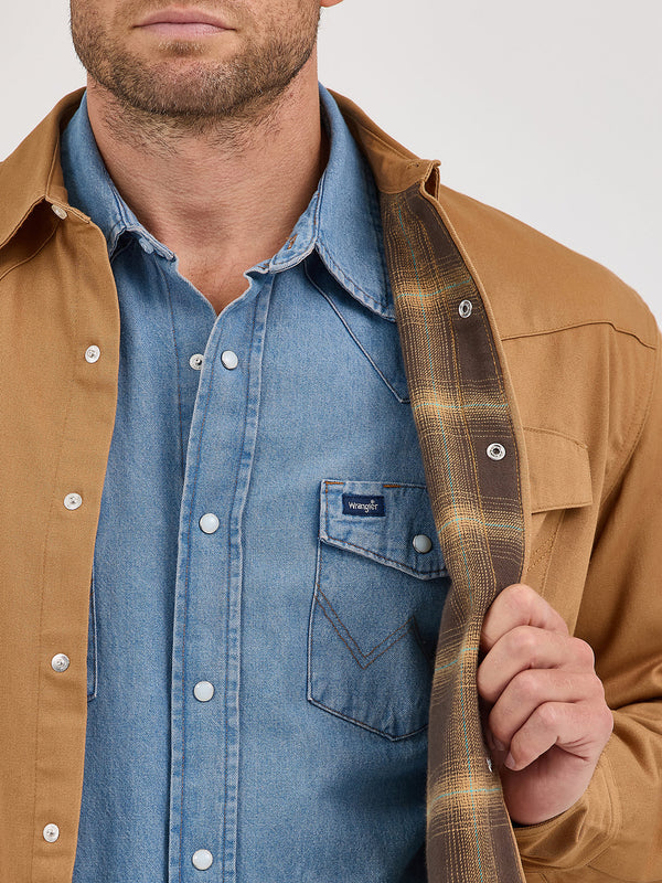 Wrangler Mens Rawhide Long Sleeve Flannel Lined Solid Work Coat-112367726
