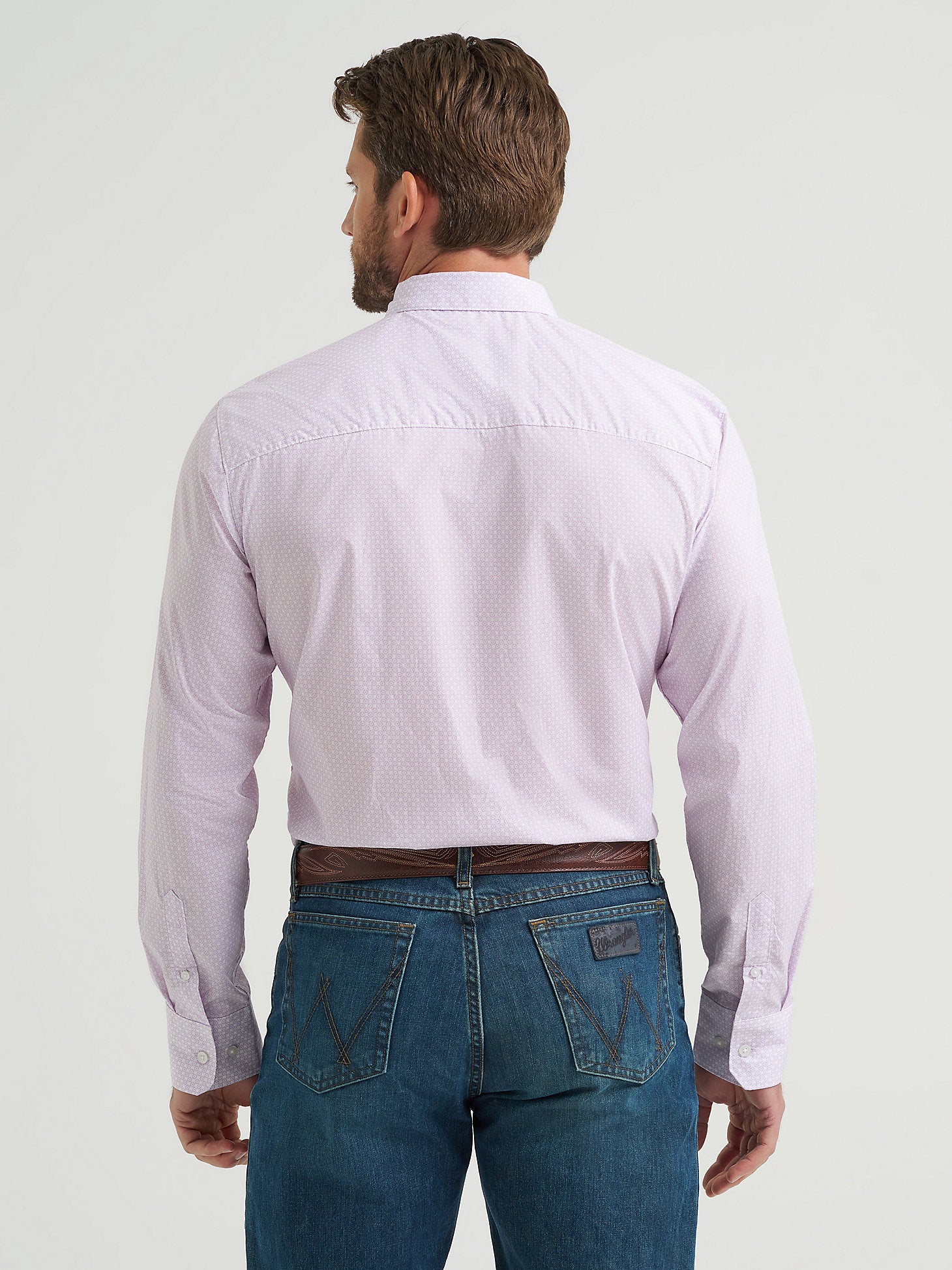 Wrangler Mens Cody Johnson Lilac Squares One Pocket Button Down Shirt-112368023