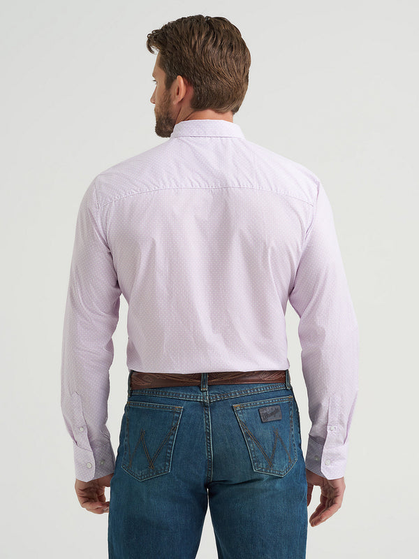Wrangler Mens Cody Johnson Lilac Squares One Pocket Button Down Shirt-112368023