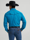 Wrangler Mens Teal Performance Snap Long Sleeve Solid Shirt-112368051
