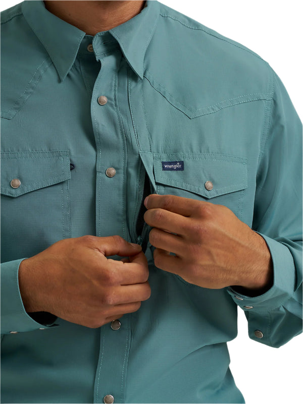 Wrangler Men's Pine Performance Snap Long Sleeve Shirt-112368052