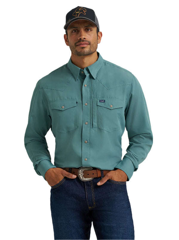 Wrangler Men's Pine Performance Snap Long Sleeve Shirt-112368052
