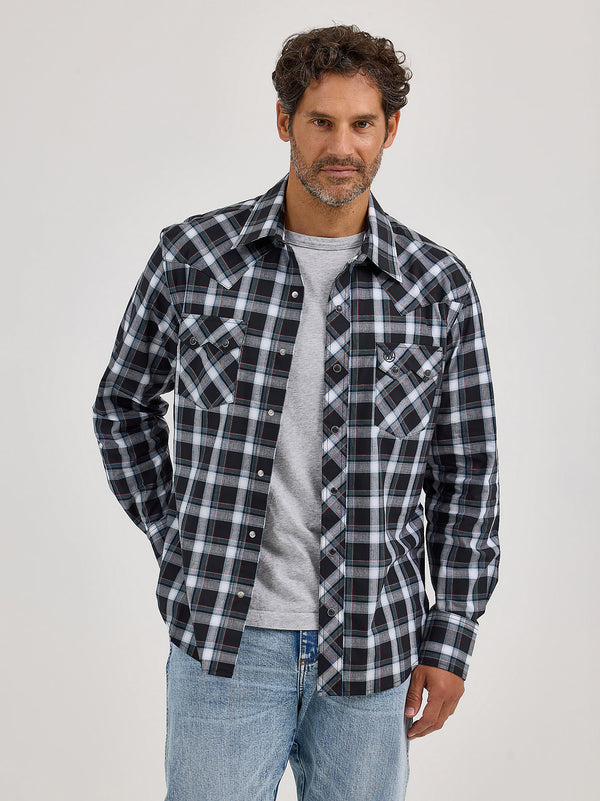 Wrangler Men's Retro Long Sleeve Sawtooth Snap Pocket Western Shirt-112368077