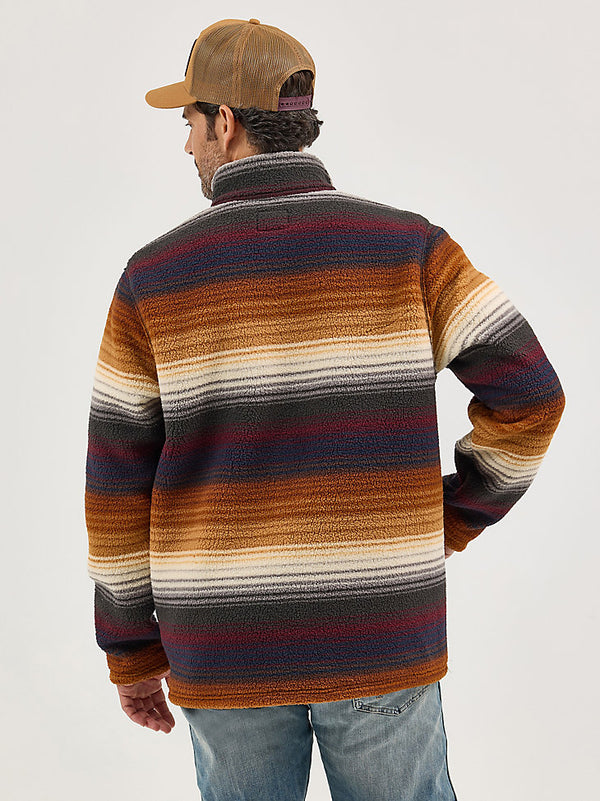 Wrangler Mens Sunset Stripe Quarter Zip Sherpa Pullover-112368190