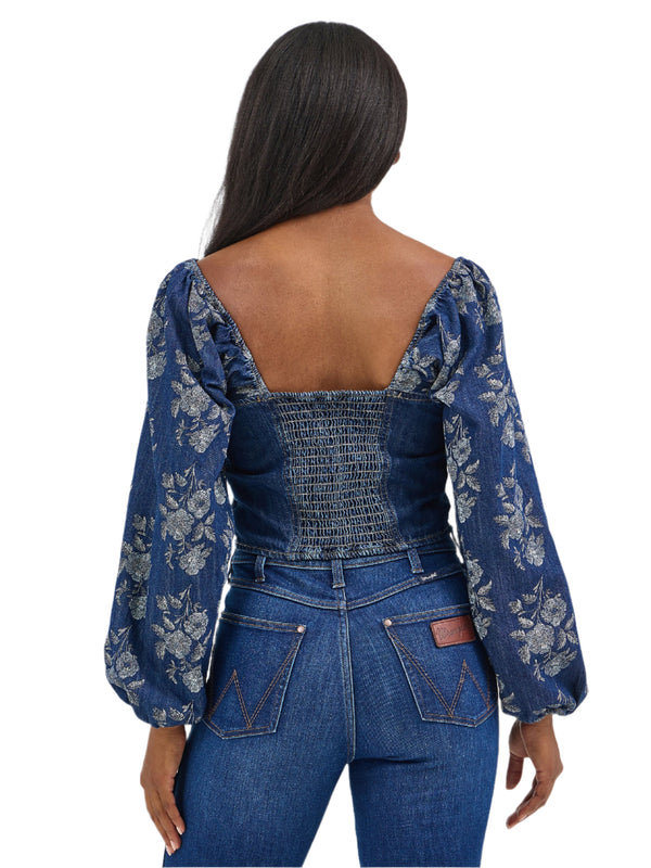 Wrangler Ladies Denim Cropped Blouse-112368280