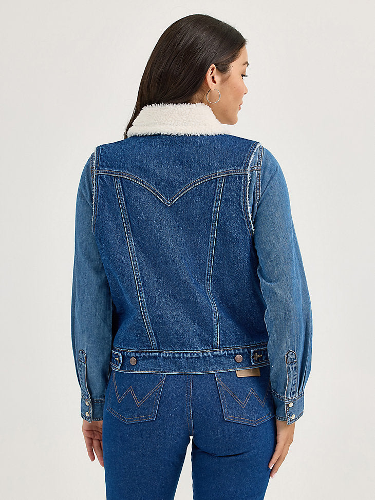 Wrangler Ladies Sherpa Lined Denim Vest-112368298