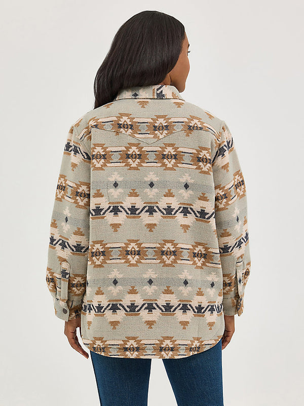 Wrangler Ladies Pale Green Quilt Lined Jacquard Shacket-112368299