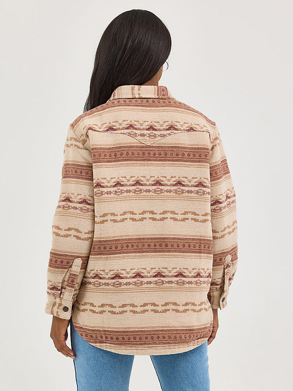Wrangler Ladies Tan Quilt Lined Jacquard Shacket-112368300