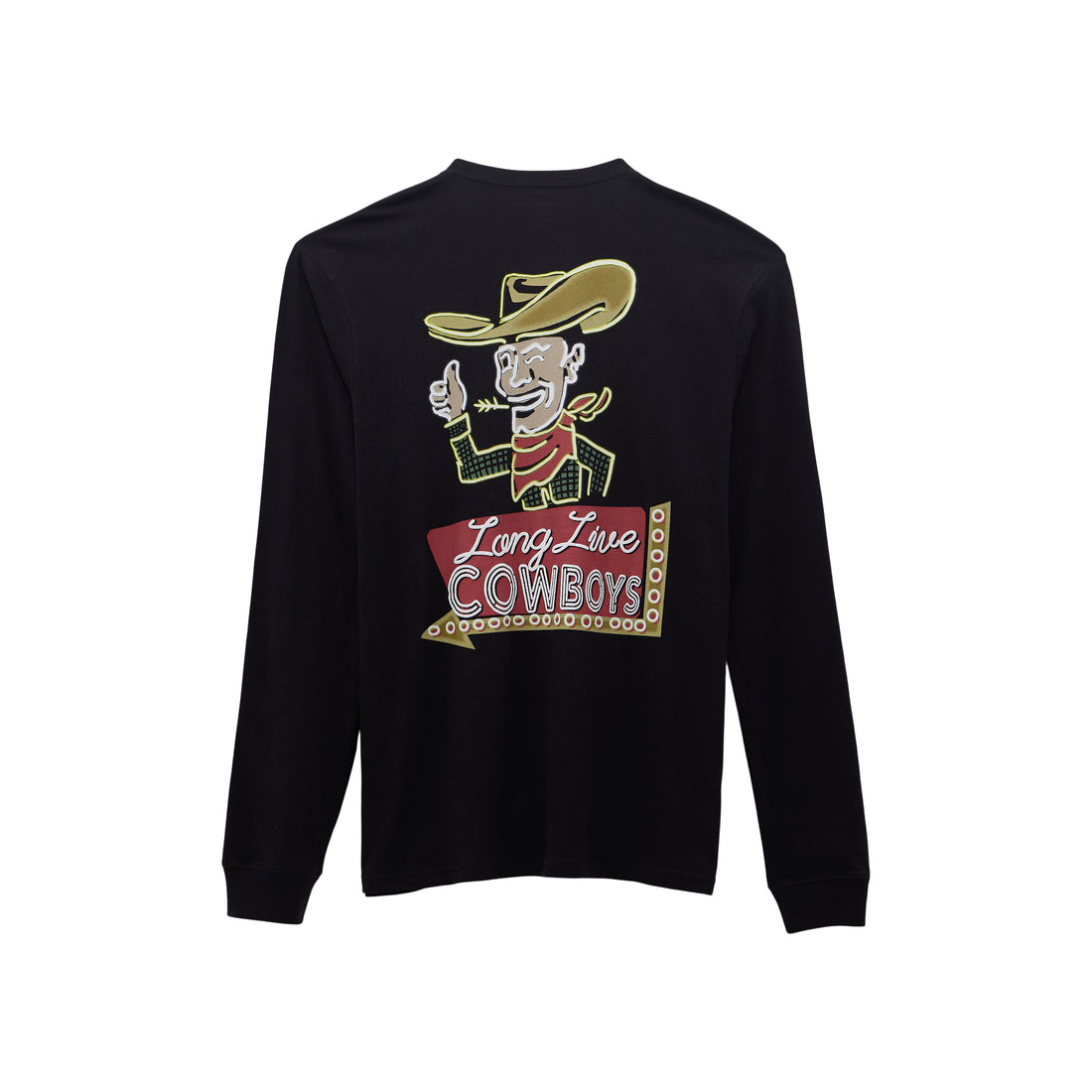 Wrangler Mens Black Long Sleeve Long Live Cowboys Shirt-112368560