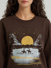 Wrangler Ladies Brown Desert Graphic Crew Sweatshirt-112368911