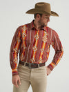 Wrangler Mens Sunset Orange Checotah Long Sleeve Button Up-112369466