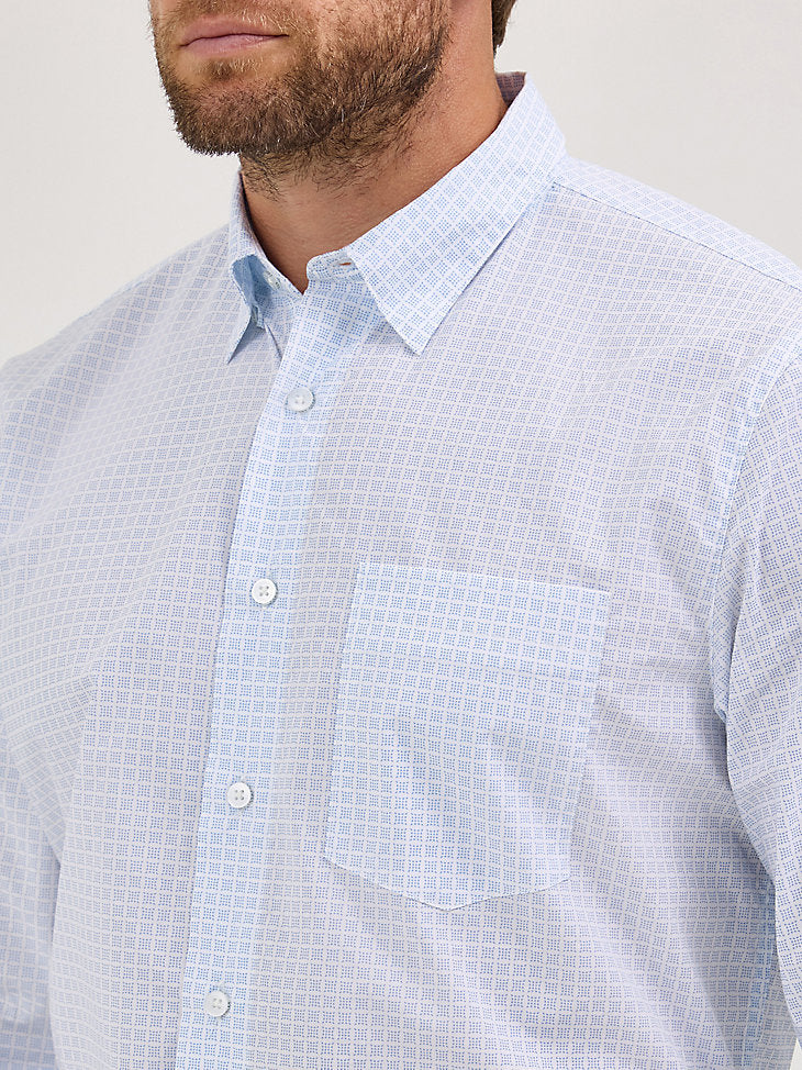 Wrangler Mens Pale Blue Squared Cody Johnson Button Down-112369516