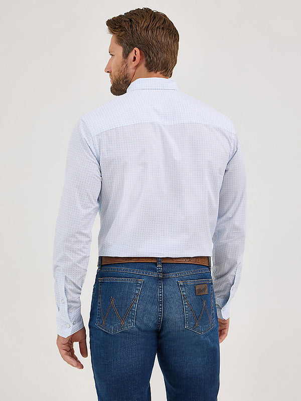 Wrangler Mens Pale Blue Squared Cody Johnson Button Down-112369516