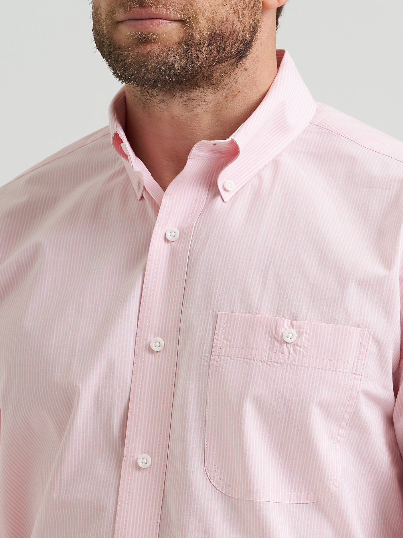 Wrangler Mens Pink Ministripe Bucking Cancer Button Down Shirt-112369528