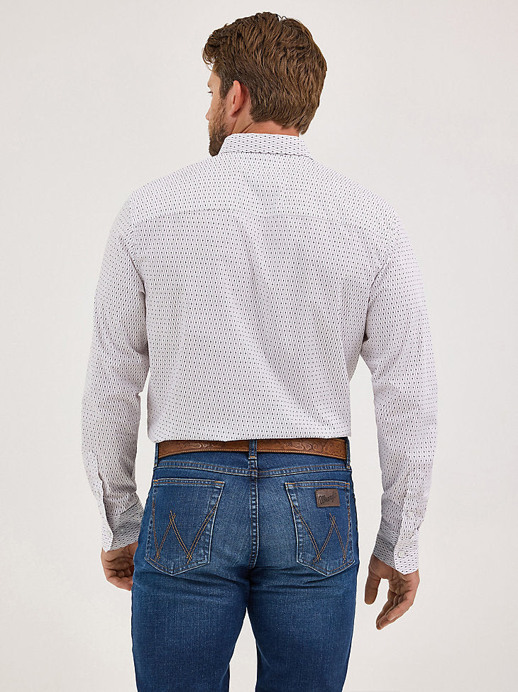 Wrangler Mens White Crossbar Cody Johnson Button Down Shirt-112369549
