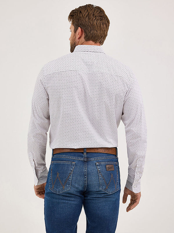 Wrangler Mens White Crossbar Cody Johnson Button Down Shirt-112369549