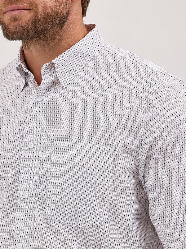 Wrangler Mens White Crossbar Cody Johnson Button Down Shirt-112369549