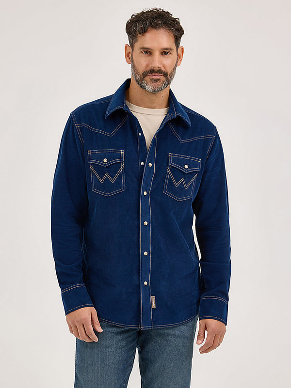 Wrangler Mens Retro Premium Rich Navy Snap Shirt-112369588