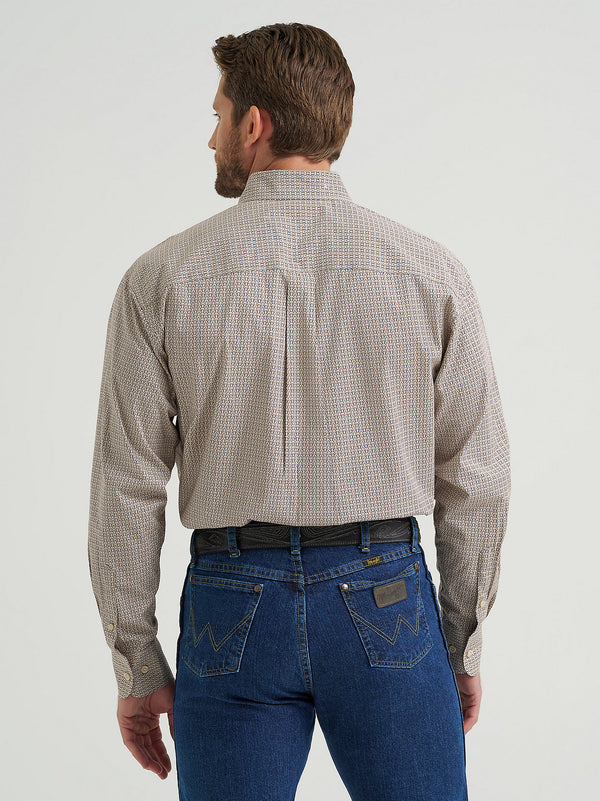 Wrangler Mens Nouveau Brown George Strait Long Sleeve Button Down-112369590