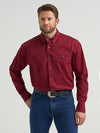 Wrangler Mens Burgundy Wine George Strait Solid Button Down Shirt-112369627
