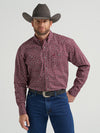 Wrangler Mens Wine Paisley George Strait Long Sleeve Button Down Shirt-112369636