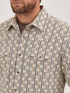 Wrangler Mens Ecru Stripe Retro Premium Long Sleeve Western Snap Shirt-112369843