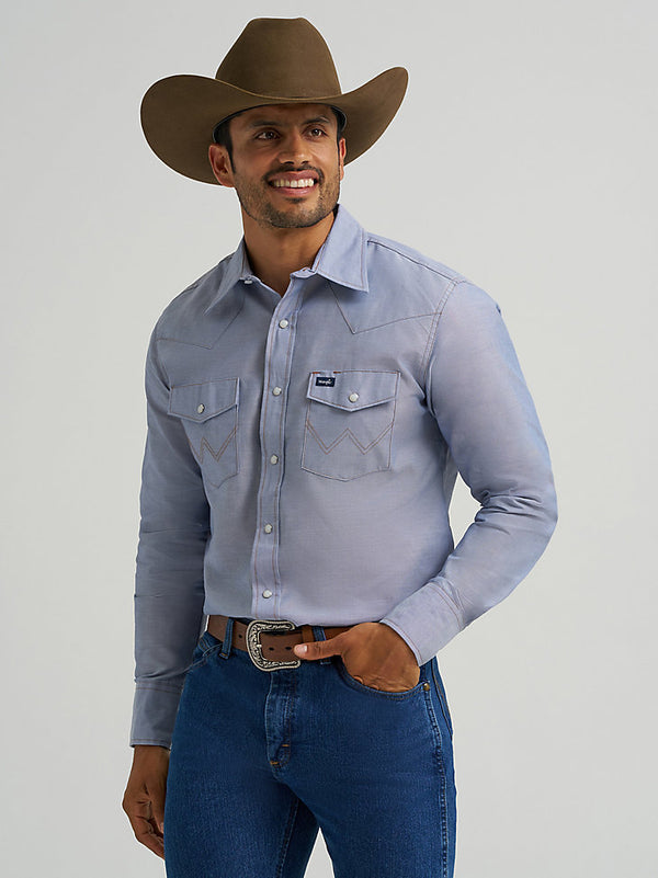 Wrangler Mens Cowboy Cut Western Snap Chambray Work Shirt-112370330