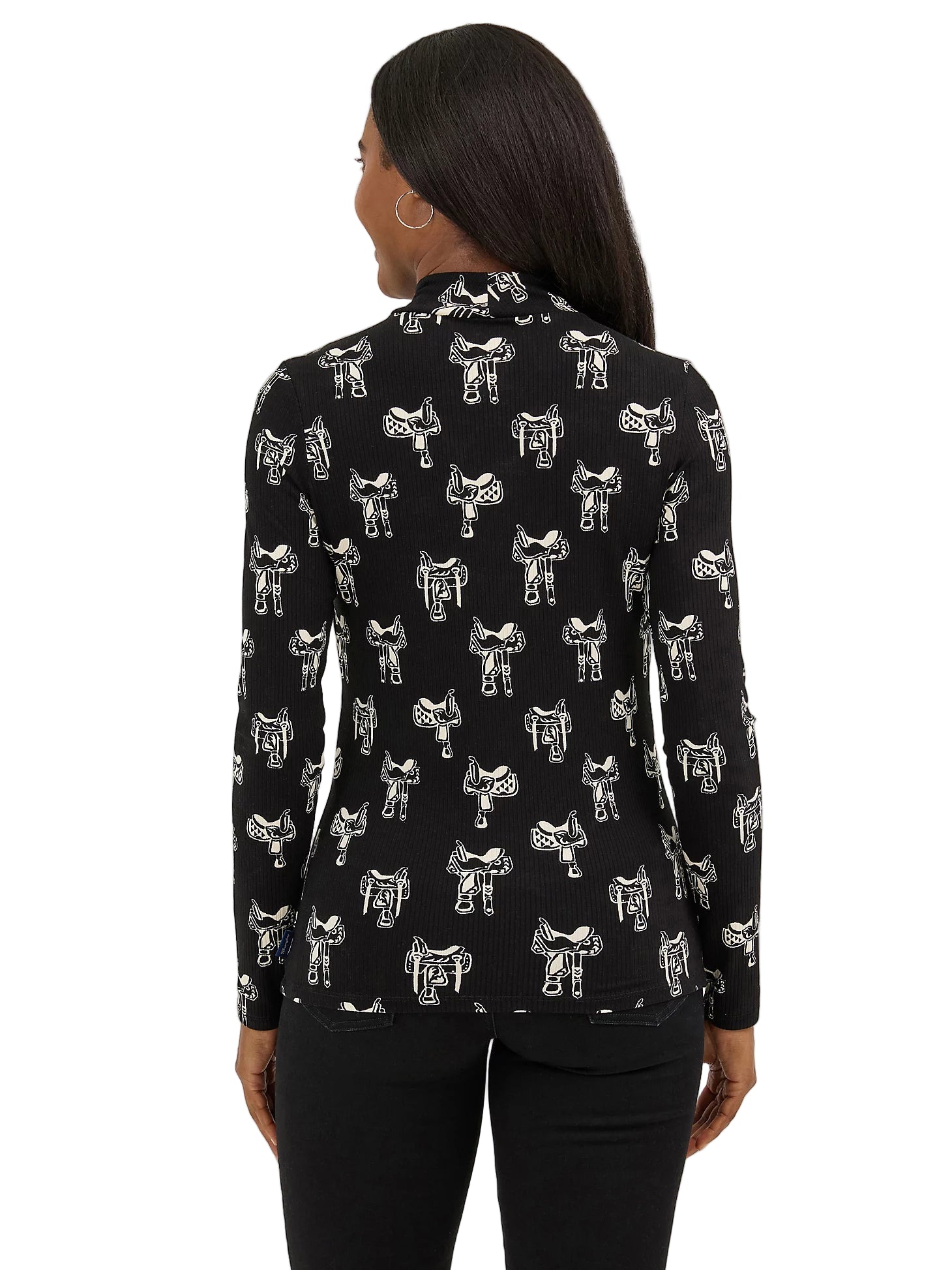 Wrangler Ladies Western Print Mock Neck Shirt - 112371630