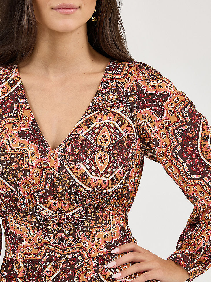 Wrangler Ladies Brown Ruffle Accent Maxi Dress-112371767