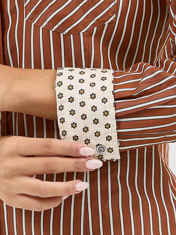 Wrangler Rusty Stripe All Occasion Western Snap Shirt-112371900