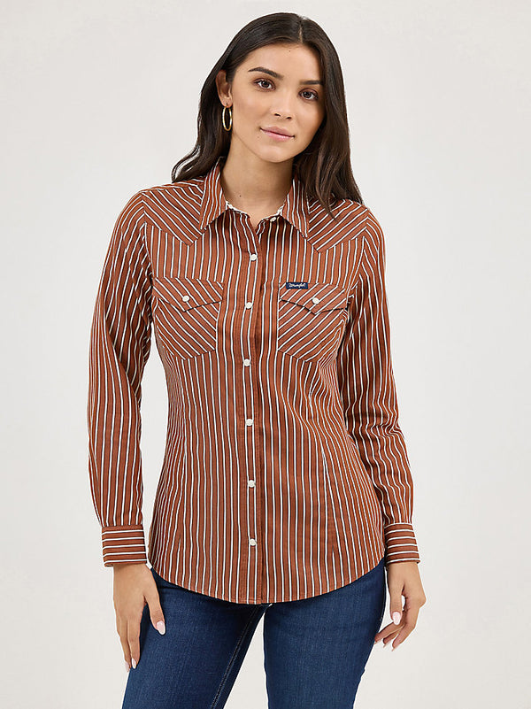 Wrangler Rusty Stripe All Occasion Western Snap Shirt-112371900