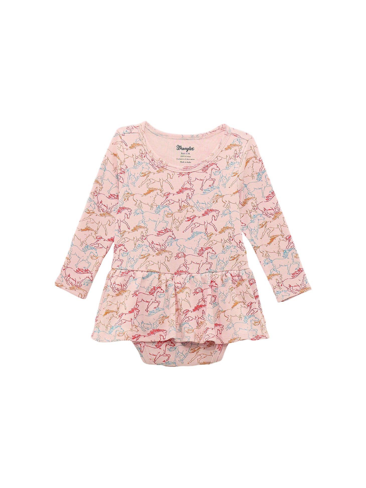 Wrangler Baby Girl's Pink Allover Print Skirted Bodysuit-112371931