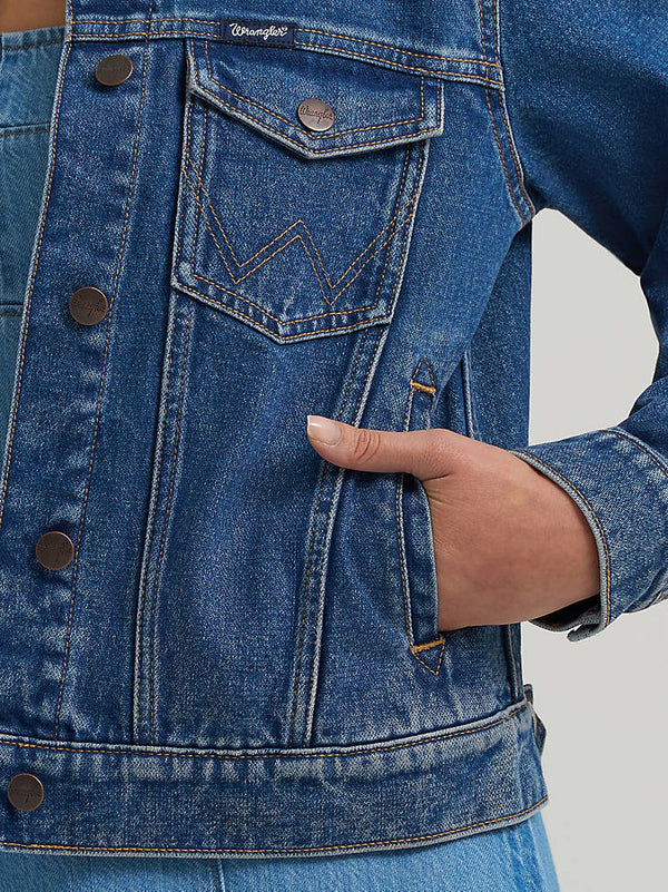 Wrangler Ladies Dark Denim Western Unlined Jacket-112373778