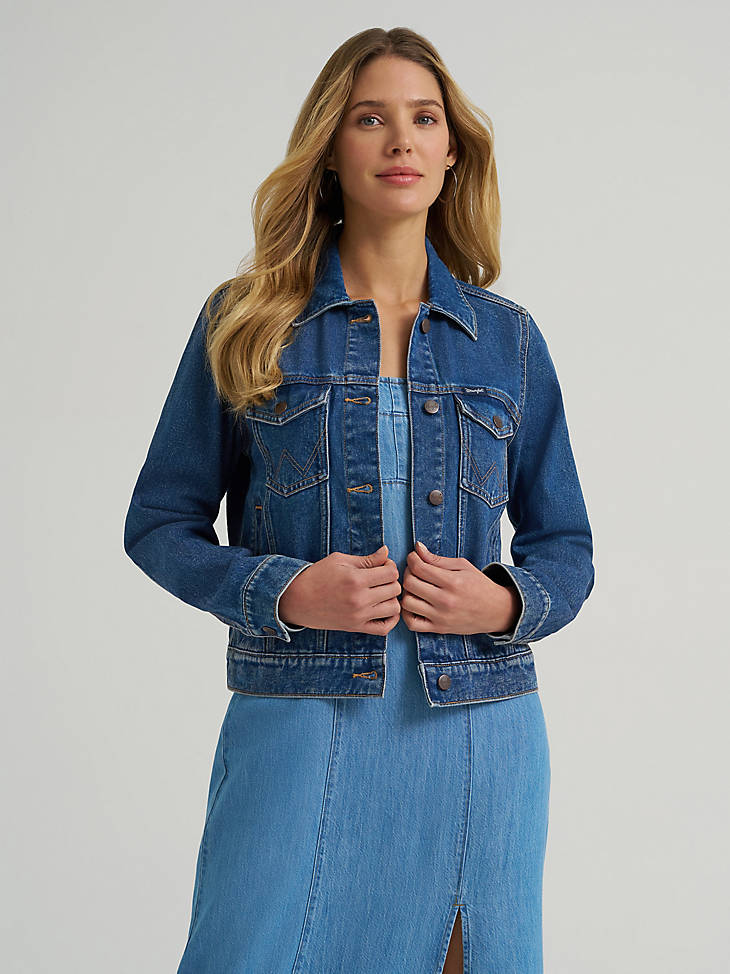 Wrangler Ladies Dark Denim Western Unlined Jacket-112373778