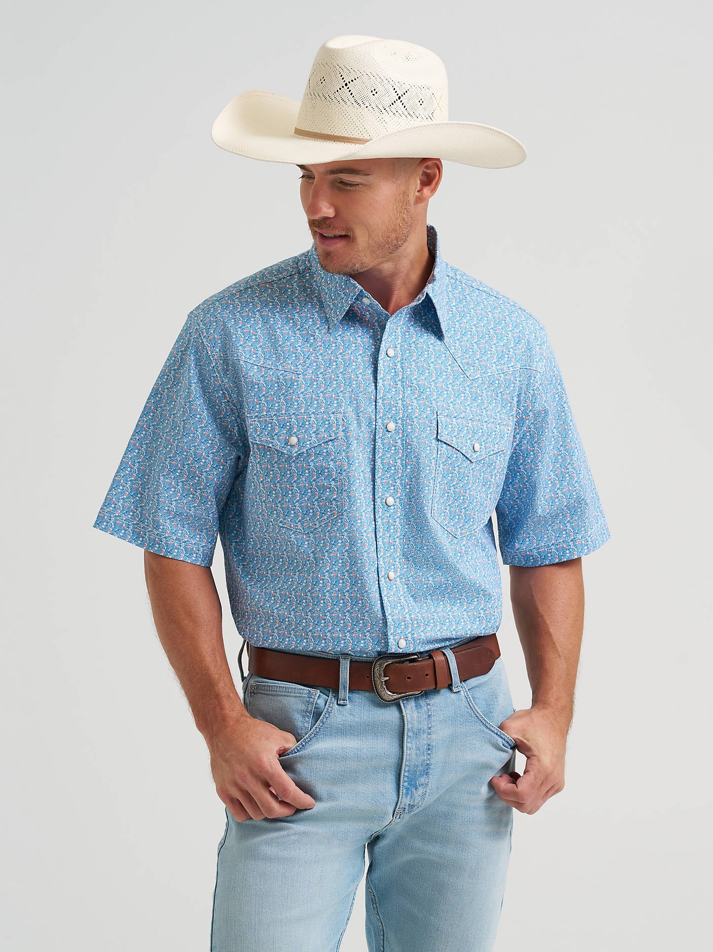 Wrangler Men's 20X Competition Advanced Comfort Short Sleeve Shirt Blue Jay-112374284