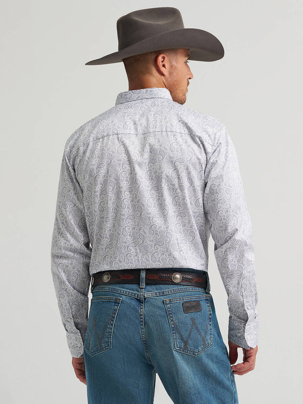 Wrangler Men's Cody Johnson One Pocket Button Down Shirt Charcoal Paisley-112374476