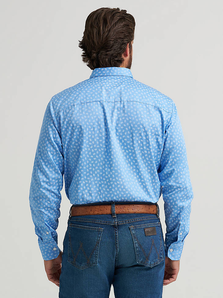 Wrangler Men's Cody Johnson One Pocket Button Down Shirt Azure Paisley-112374495